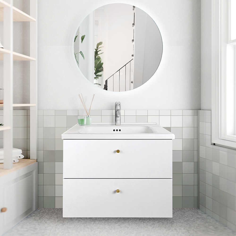 Simplus Bathroom Vanity Unit Sink With Ceramic Basin Cabinet Storage Wall Hung - Picture 12 of 80