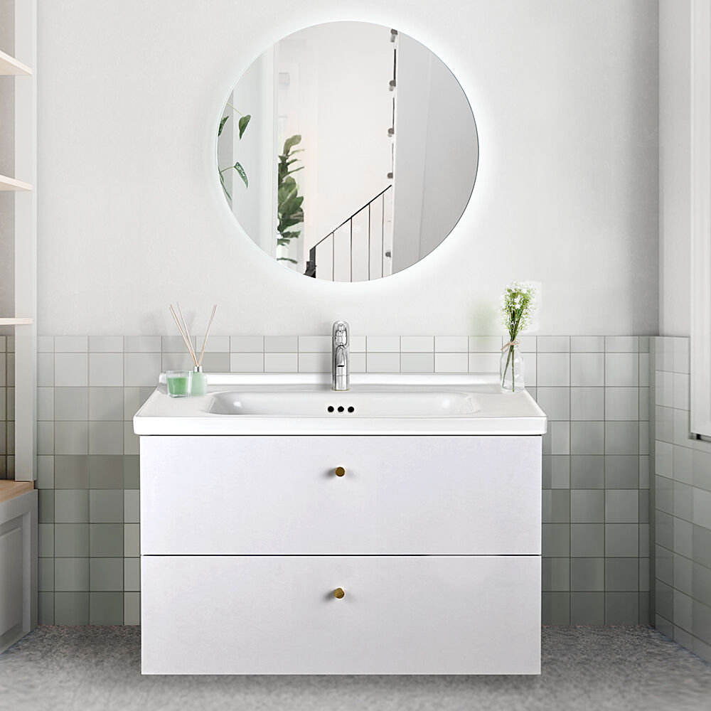 Simplus Bathroom Vanity Unit Sink With Ceramic Basin Cabinet Storage Wall Hung - Picture 22 of 80