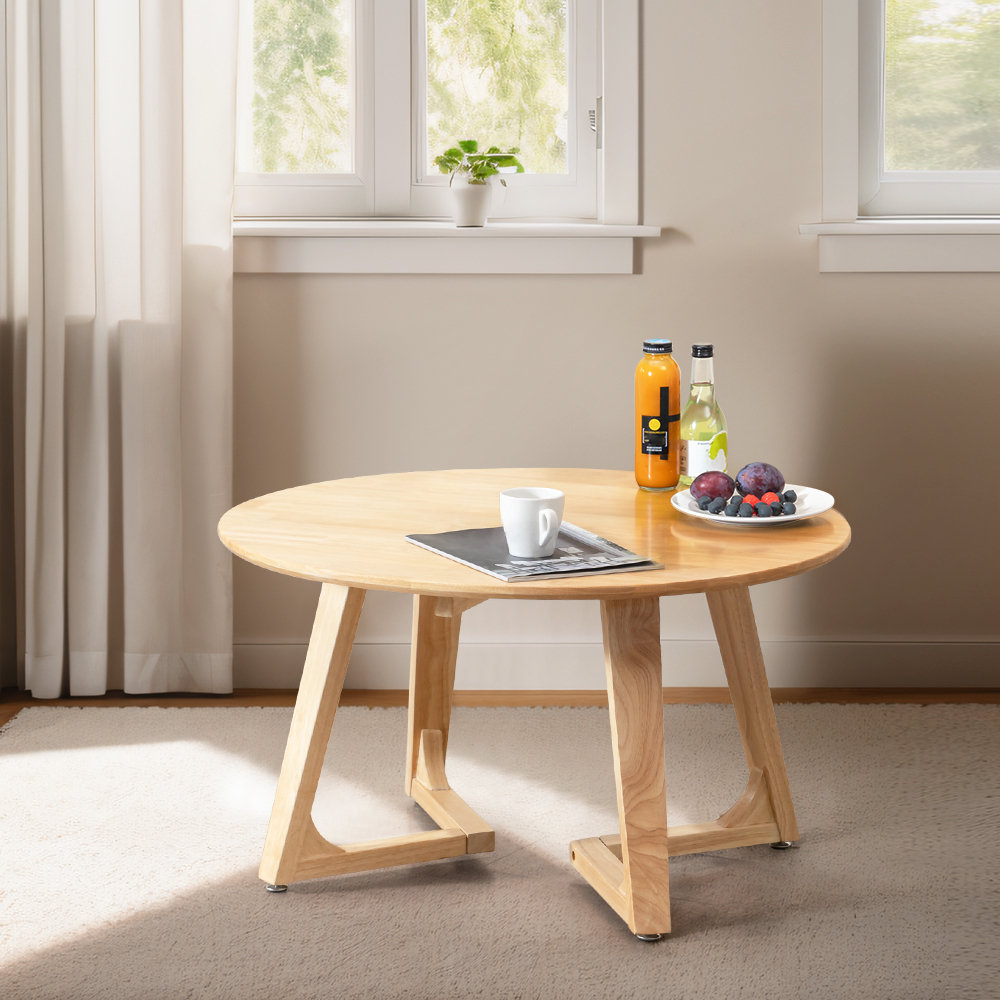 Furb Round Coffee Table Wooden End Table Side Table for Home Living Room 60/80CM - Picture 35 of 55
