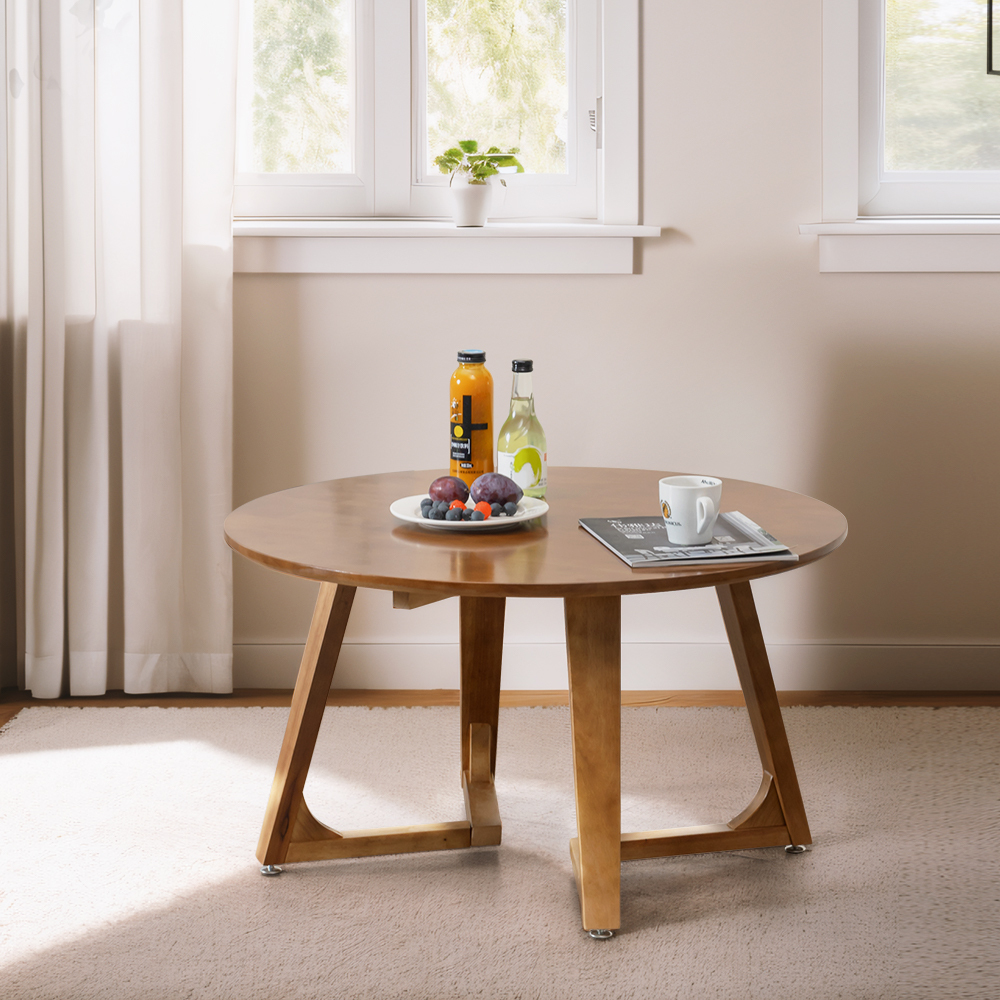 Furb Round Coffee Table Wooden End Table Side Table for Home Living Room 60/80CM - Picture 46 of 55