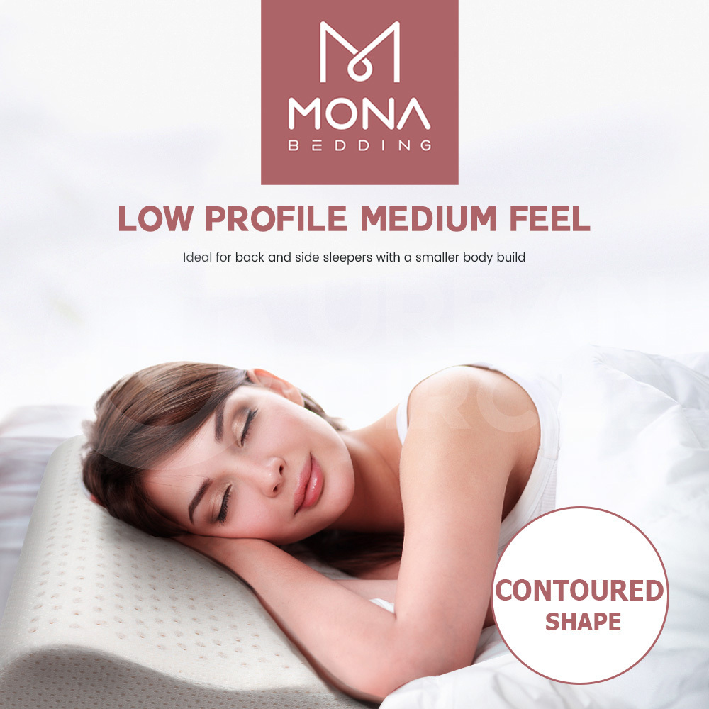 Mona Bedding 2x Natural Latex Pillow w Cover Medium Feel Standard 3 Zone Contour - Picture 39 of 48