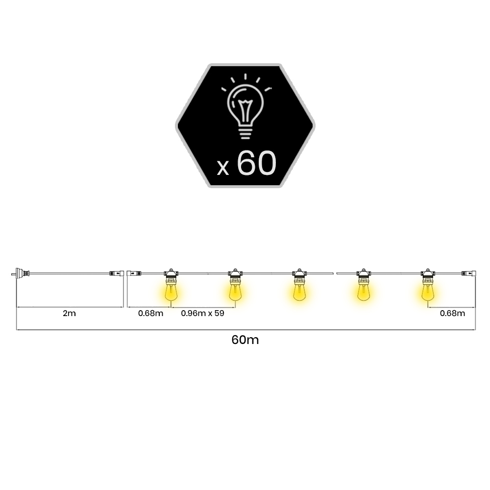 Groverdi 20-100M String Lights LED Festoon Light Outdoor Garden Party Waterproof - Picture 92 of 140