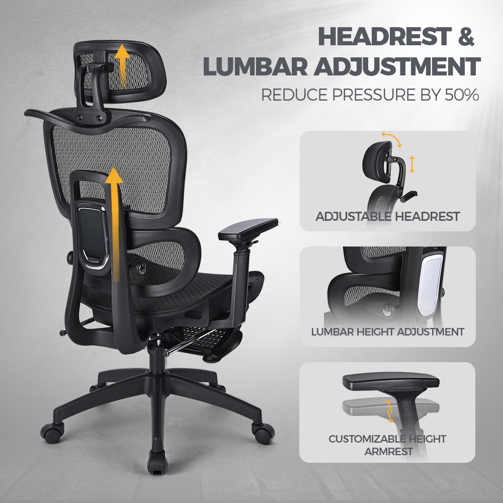 Furb Ergonomic Office Chair w/ Breathable Mesh High Back Computer Chair - Picture 11 of 39