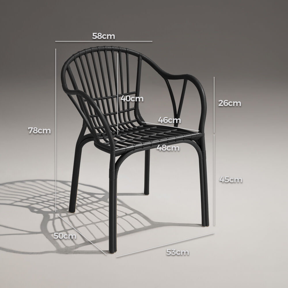 Furb 2PC Outdoor Dining Chair Lounge Chair Patio Furniture Garden Black/Camel - Picture 12 of 50