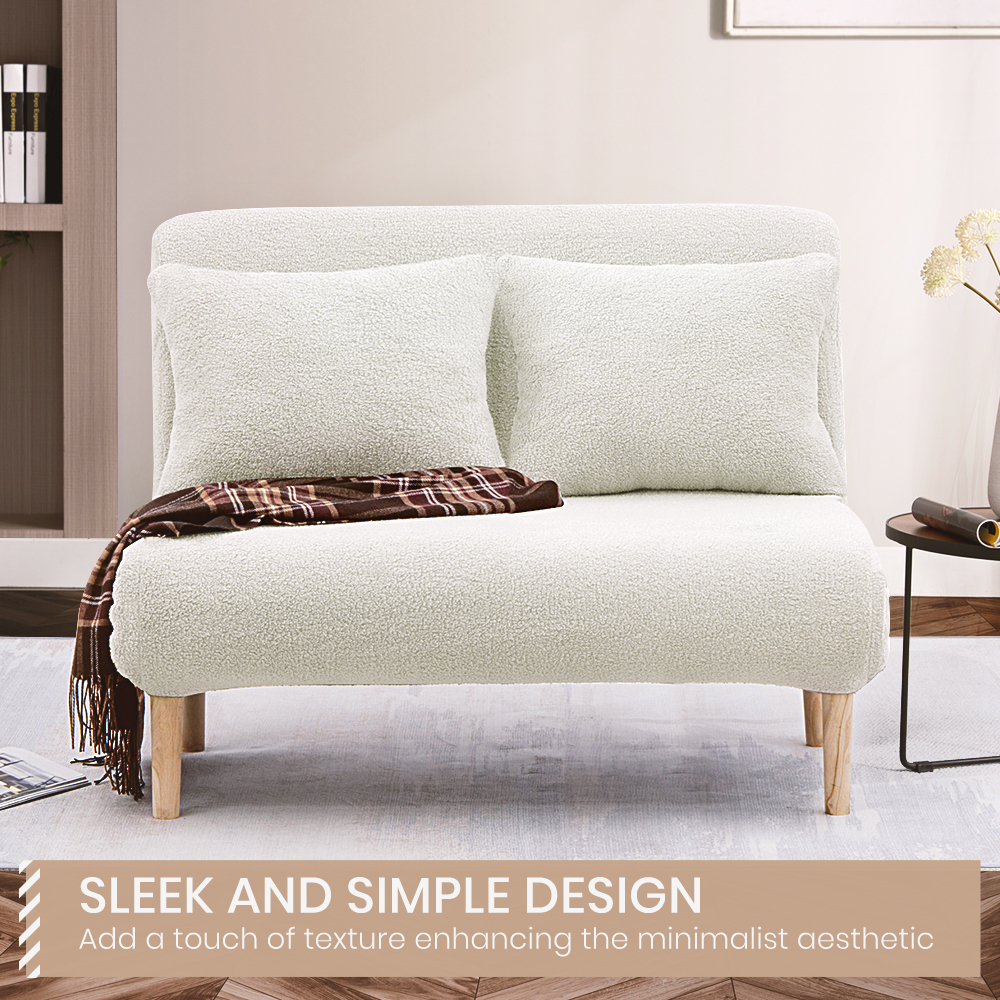 Furb Sofa Bed Lounge Chair Sherpa Fabric Folding Recliner Single/Double Seat - Picture 57 of 99