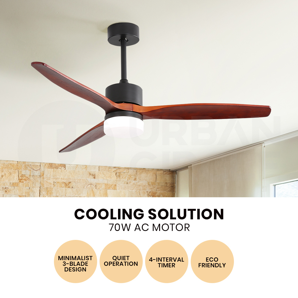 Krear 52" Inch Ceiling Fan Wooden Blades DC Motor Fans Light LED Remote Control - Picture 38 of 312