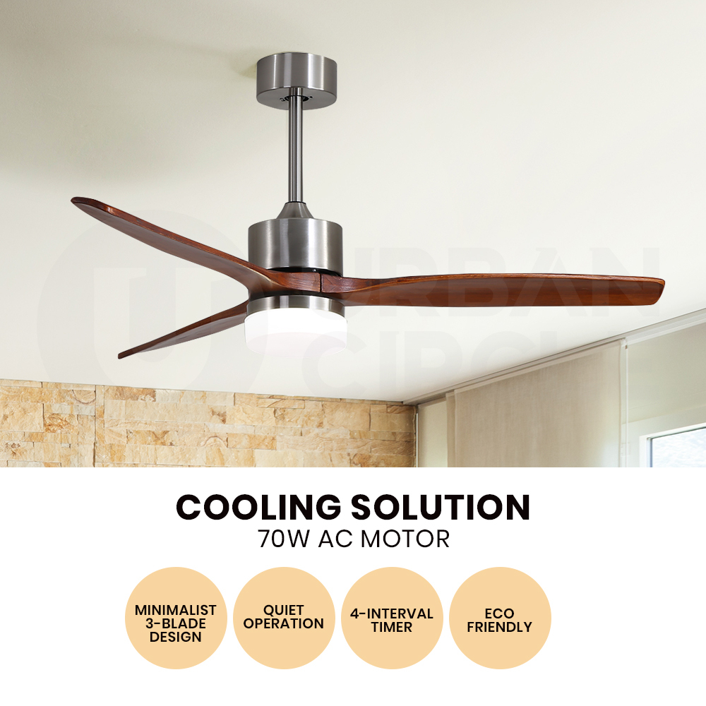 Krear 52" Inch Ceiling Fan Wooden Blades DC Motor Fans Light LED Remote Control - Picture 50 of 312