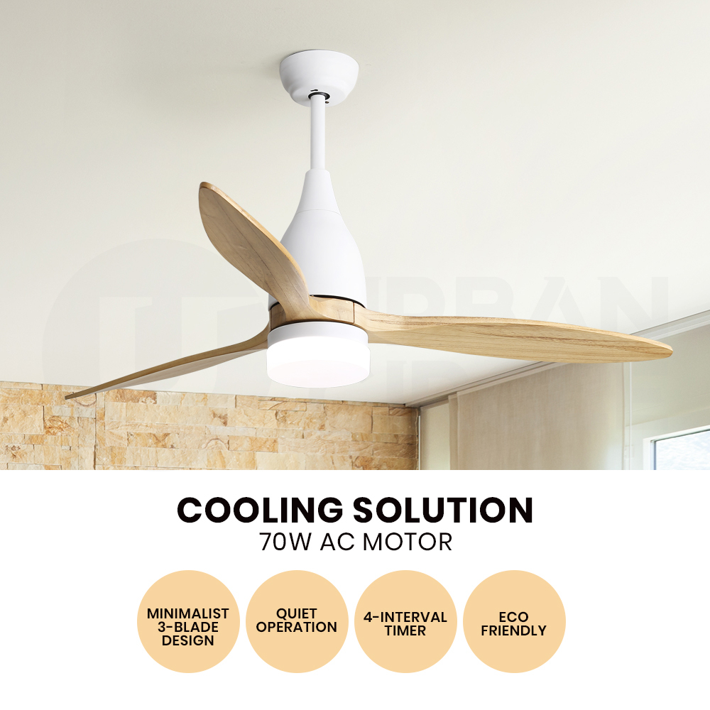 Krear 52" Inch Ceiling Fan Wooden Blades DC Motor Fans Light LED Remote Control - Picture 86 of 312