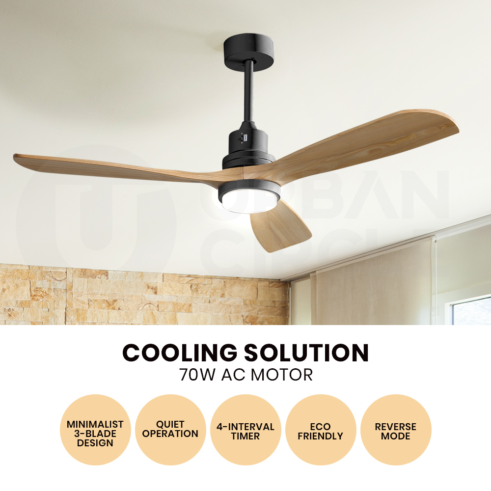 Krear 52" Inch Ceiling Fan Wooden Blades DC Motor Fans Light LED Remote Control - Picture 98 of 312