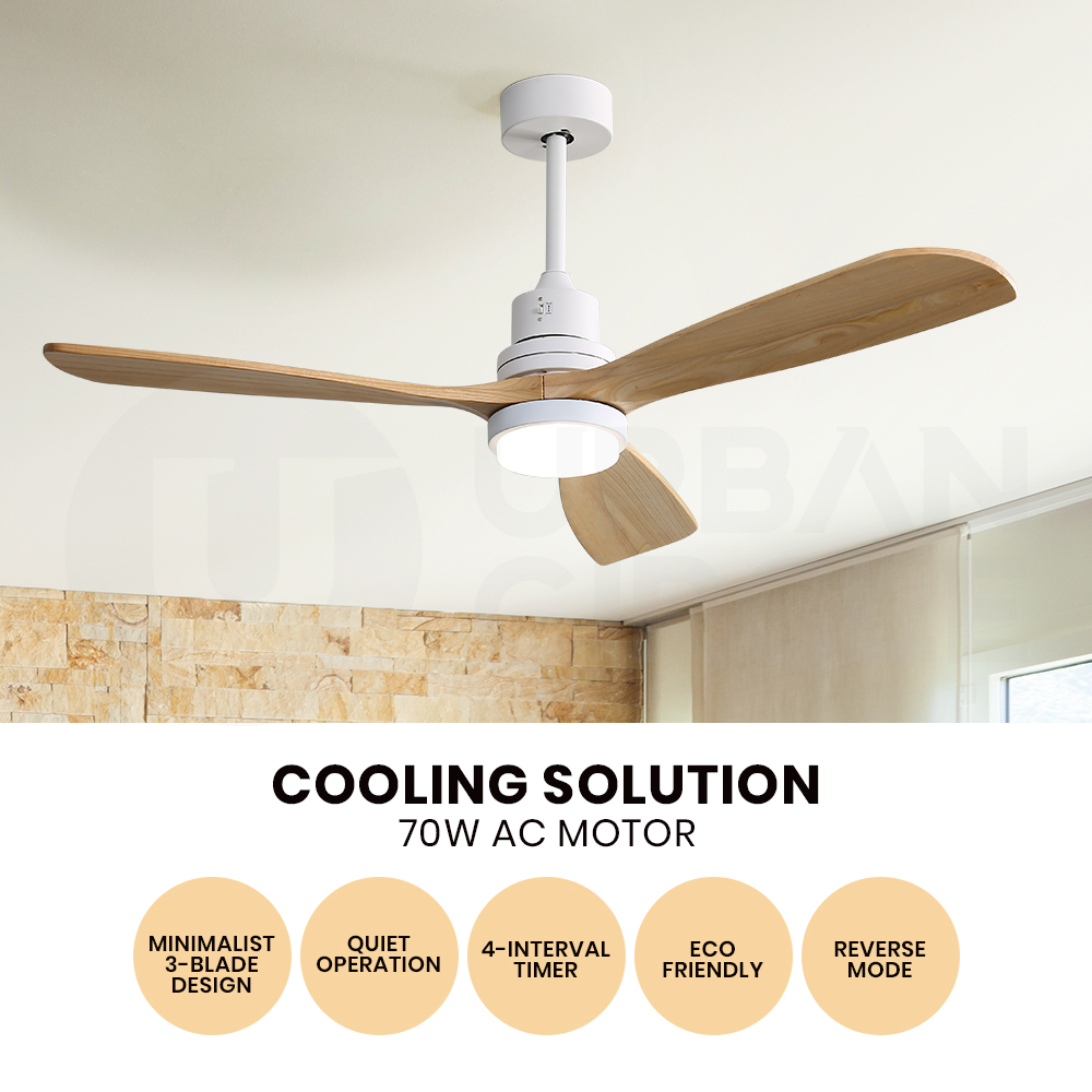 Krear 52" Inch Ceiling Fan Wooden Blades DC Motor Fans Light LED Remote Control - Picture 110 of 312