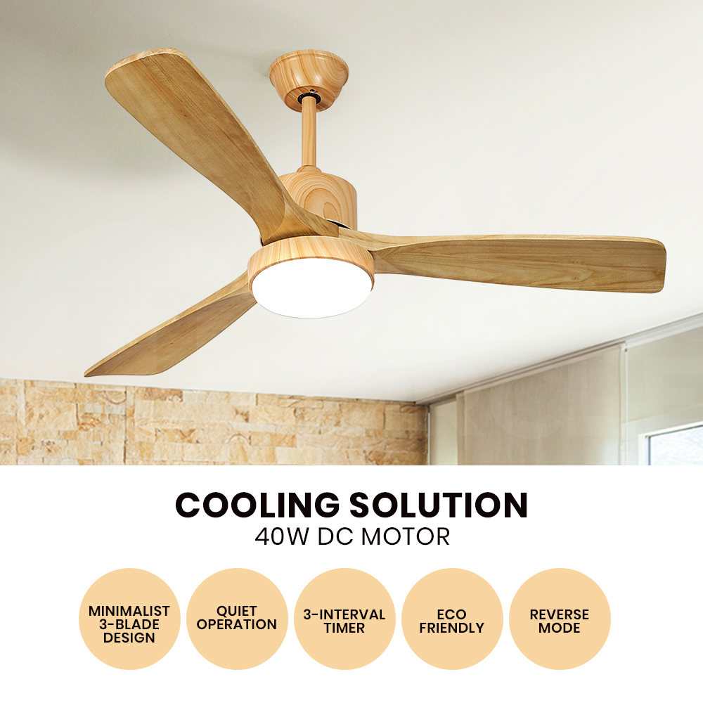 Krear Ceiling Fan With Light Remote Control 52'' DC Wood Blade Strong Wind Timer - Picture 35 of 55