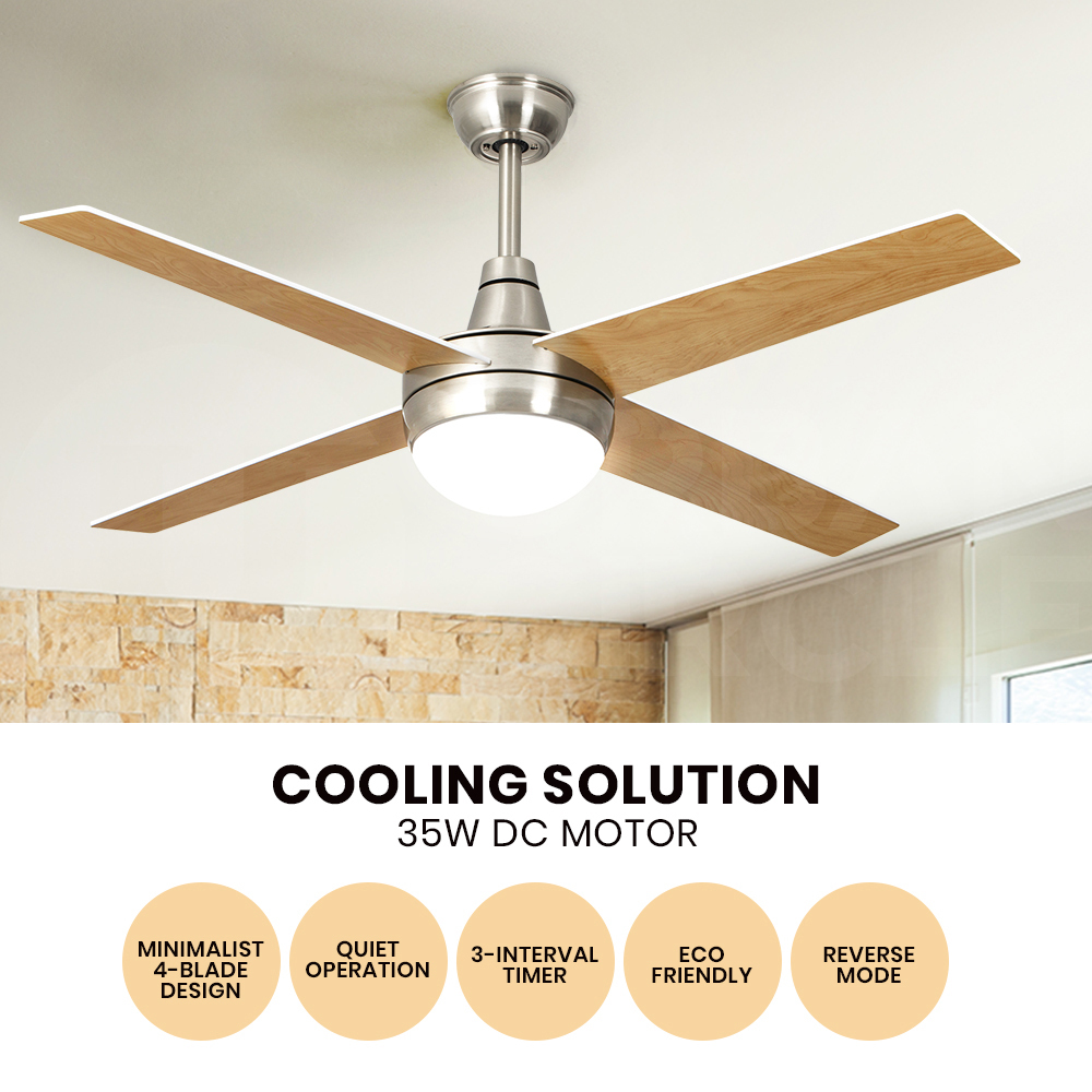 Krear 52" Inch Ceiling Fan Wooden Blades DC Motor Fans Light LED Remote Control - Picture 206 of 312