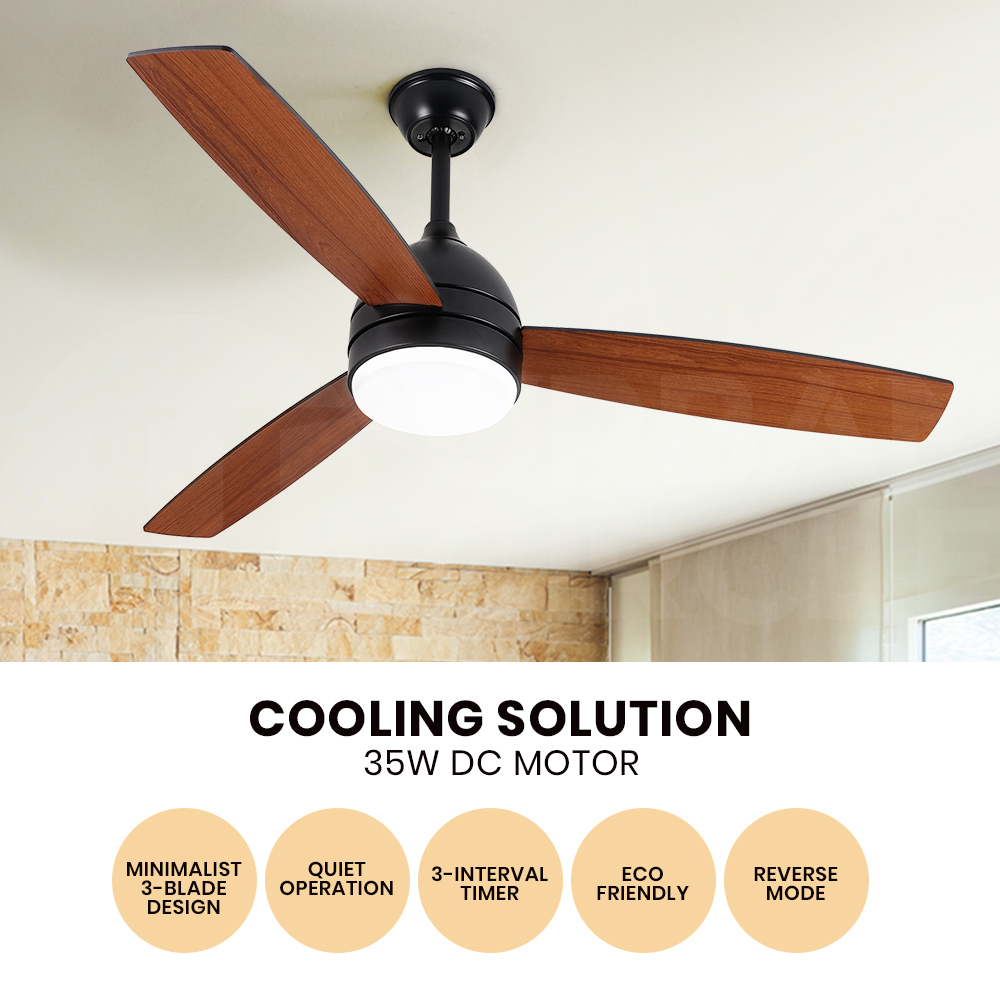 Krear 52" Inch Ceiling Fan Wooden Blades DC Motor Fans Light LED Remote Control - Picture 290 of 312