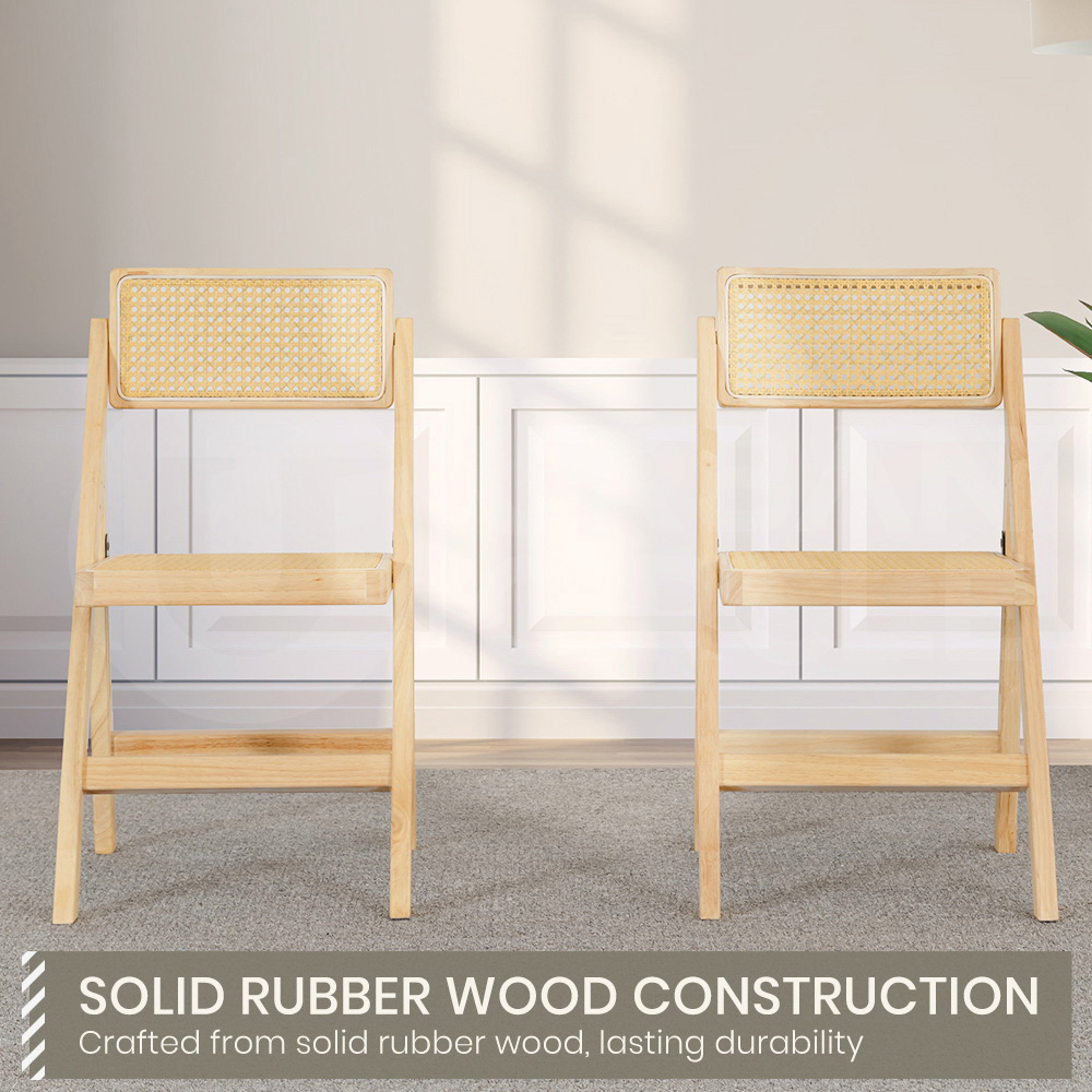 Furb 2x Dining Chairs Rattan Chair Wooden Accent Chair Oak - Picture 11 of 45
