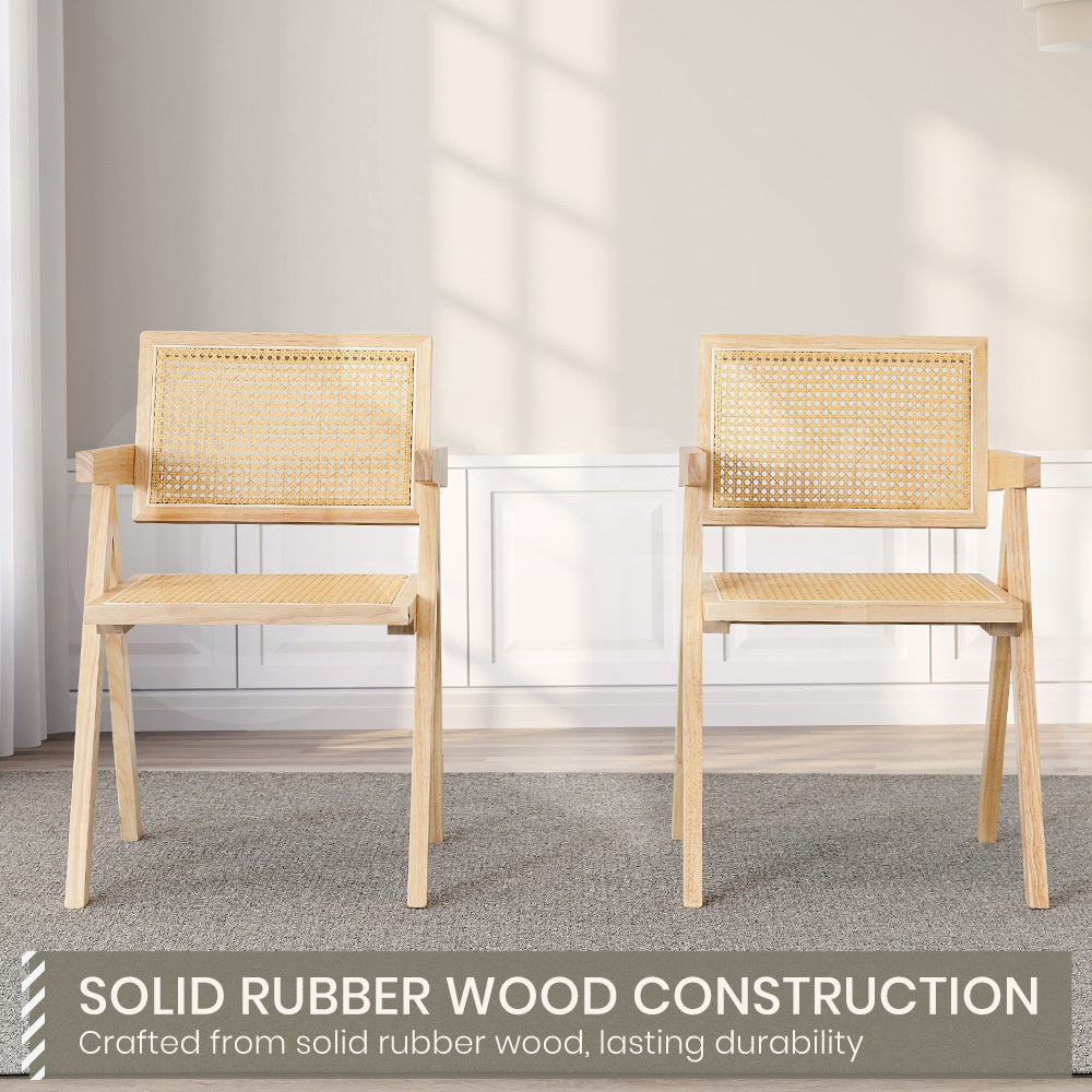 Furb 2x Dining Chairs Rattan Chair Wooden Accent Chair Oak - Picture 38 of 45
