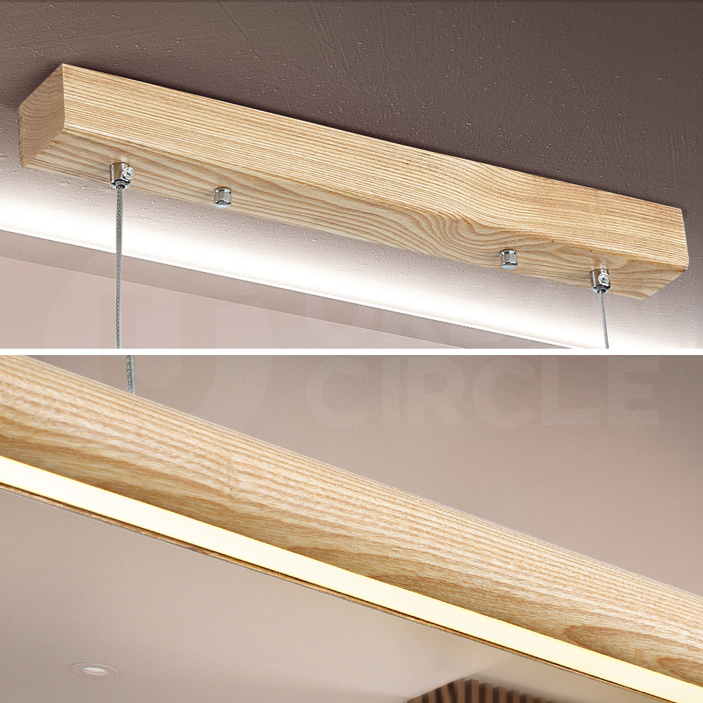 Krear Wooden Pendant Light Solid Wood LED Strips Linear Lighting 1.2M/1.5M/1.8M - Picture 19 of 197