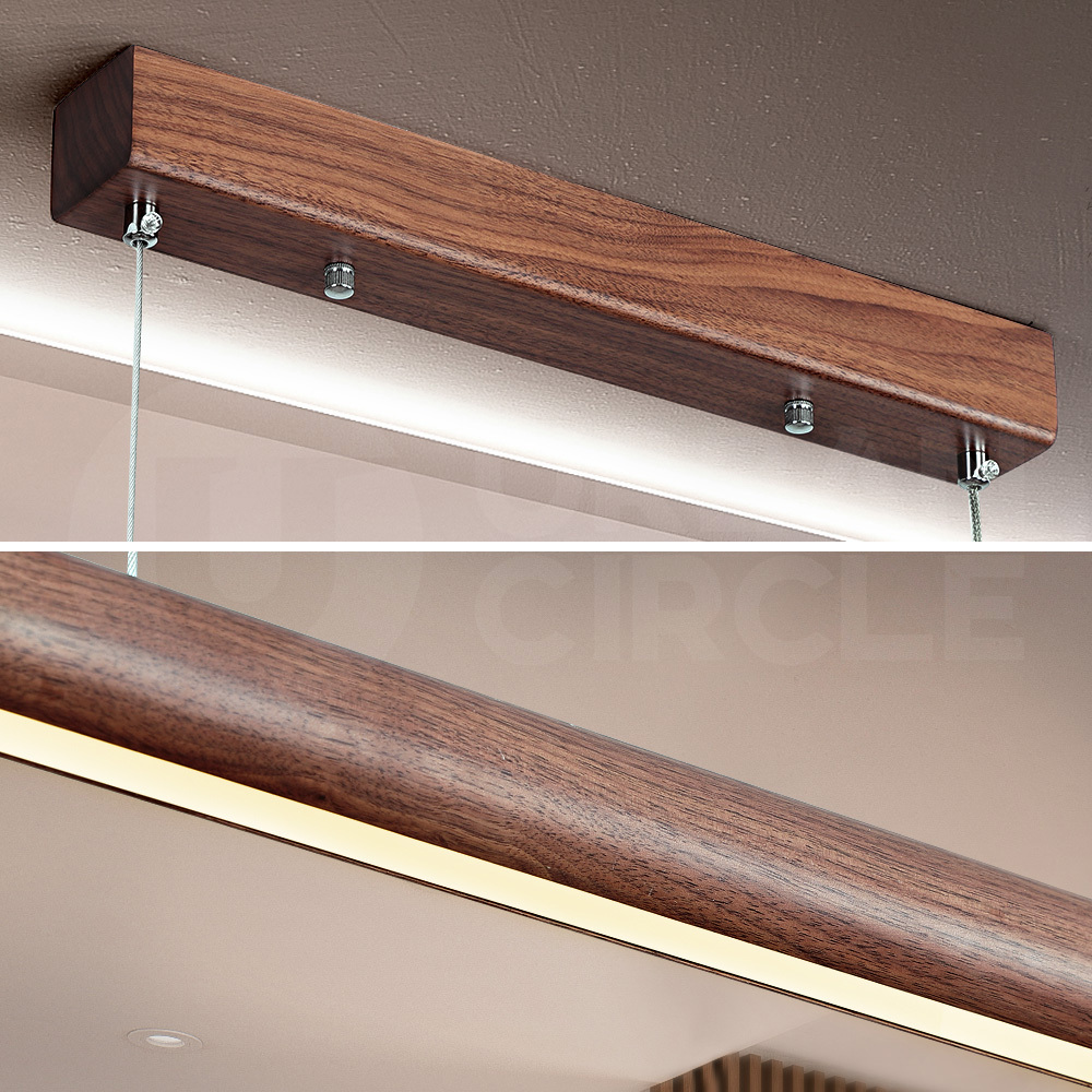 Krear Wooden Pendant Light Solid Wood LED Strips Linear Lighting 1.2M/1.5M/1.8M - Picture 37 of 197