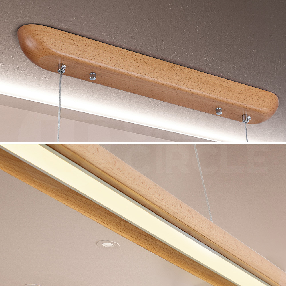 Krear Wooden Pendant Light Solid Wood LED Strips Linear Lighting 1.2M/1.5M/1.8M - Picture 55 of 197