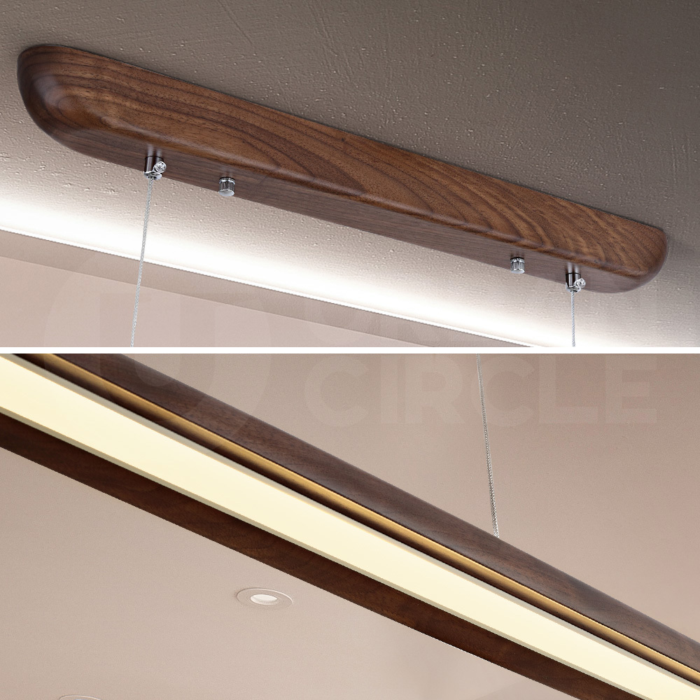 Krear Wooden Pendant Light Solid Wood LED Strips Linear Lighting 1.2M/1.5M/1.8M - Picture 61 of 197