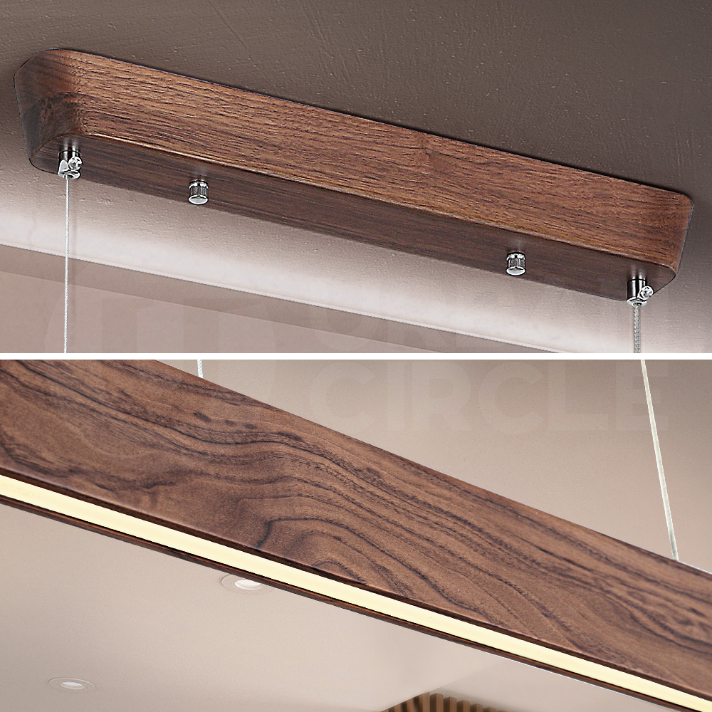 Krear Wooden Pendant Light Solid Wood LED Strips Linear Lighting 1.2M/1.5M/1.8M - Picture 109 of 197