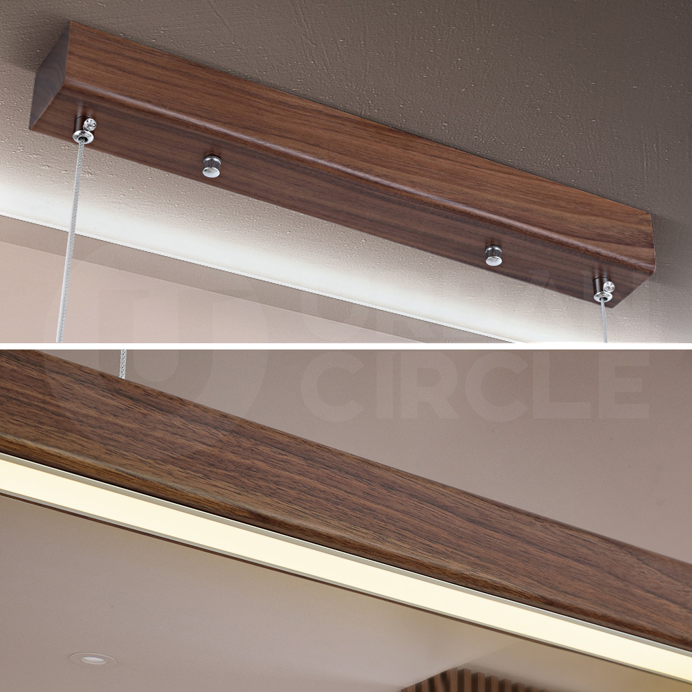 Krear Wooden Pendant Light Solid Wood LED Strips Linear Lighting 1.2M/1.5M/1.8M - Picture 145 of 197