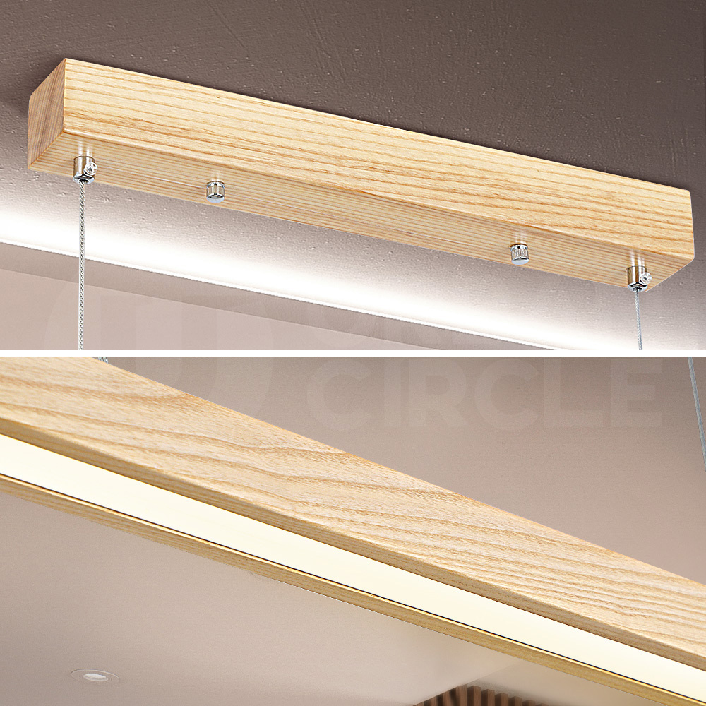 Krear Wooden Pendant Light Solid Wood LED Strips Linear Lighting 1.2M/1.5M/1.8M - Picture 163 of 197