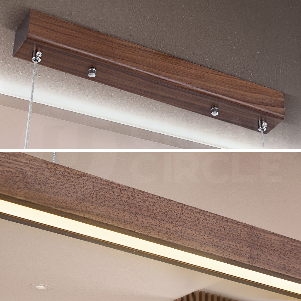 Krear Wooden Pendant Light Solid Wood LED Strips Linear Lighting 1.2M/1.5M/1.8M - Picture 181 of 197