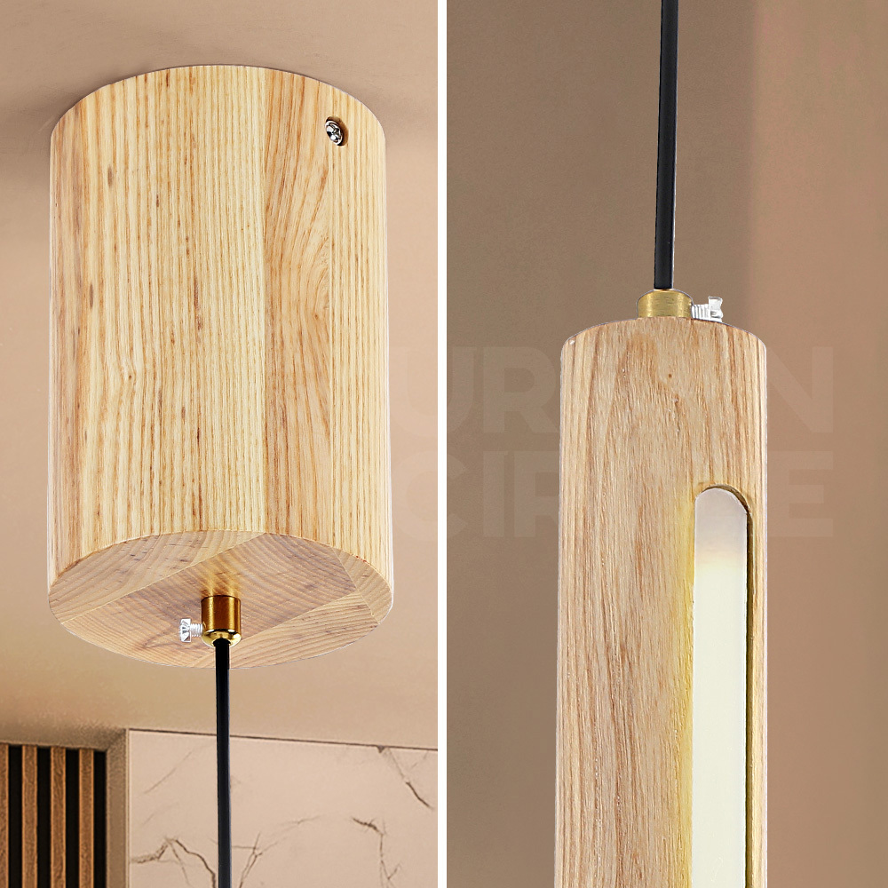 Krear Wooden Pendant Light Solid Wood LED Strips Linear Lighting 1.2M/1.5M/1.8M - Picture 187 of 197