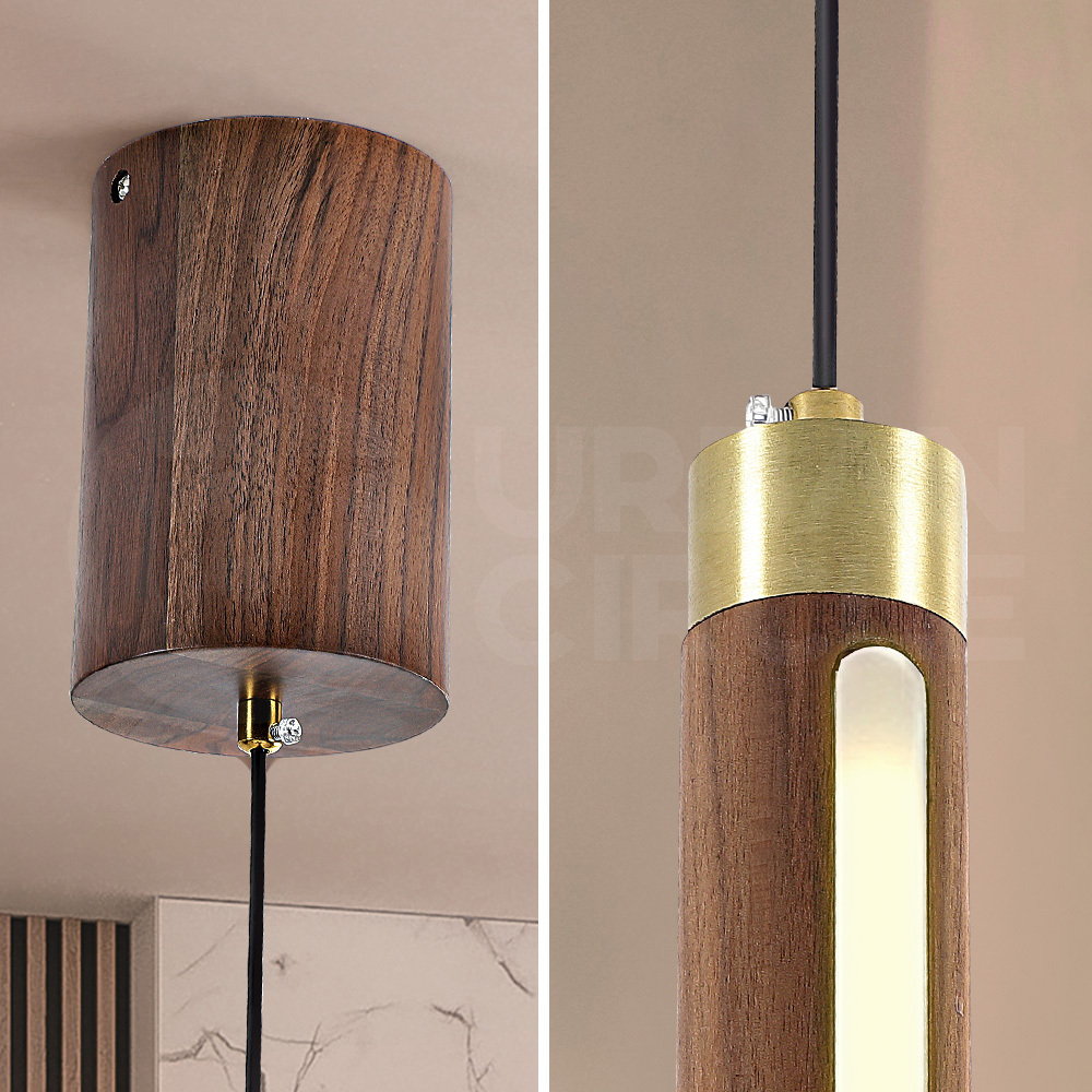 Krear Wooden Pendant Light Solid Wood LED Strips Linear Lighting 1.2M/1.5M/1.8M - Picture 193 of 197
