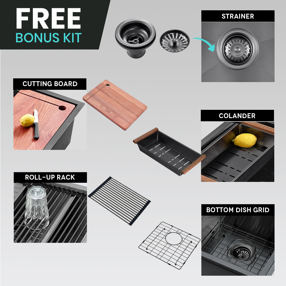 Simplus Stainless Steel Kitchen Sink Laundry Undermount Single Double Bowl Set - Picture 46 of 187