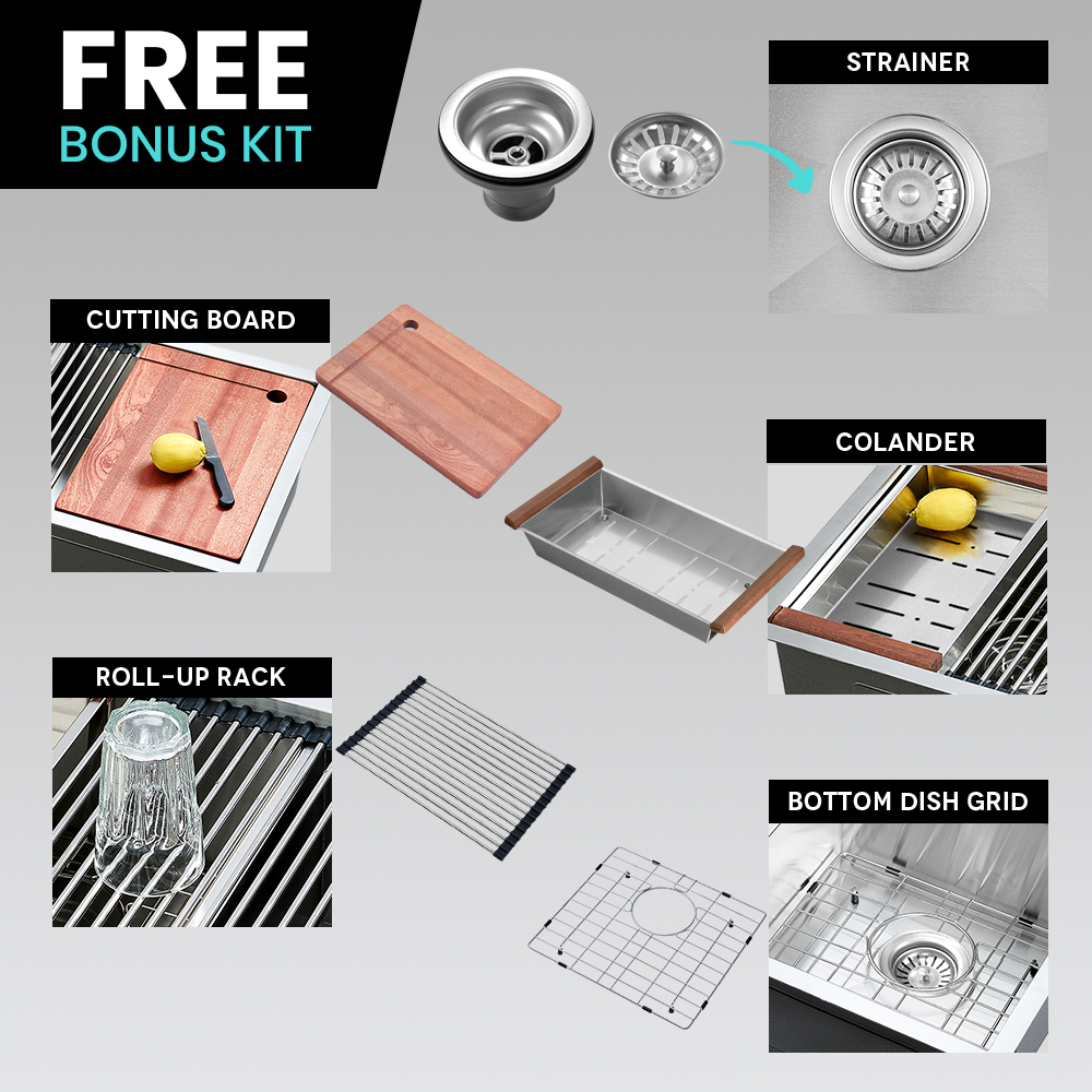 Simplus Stainless Steel Kitchen Sink Laundry Undermount Single Double Bowl Set - Picture 70 of 187