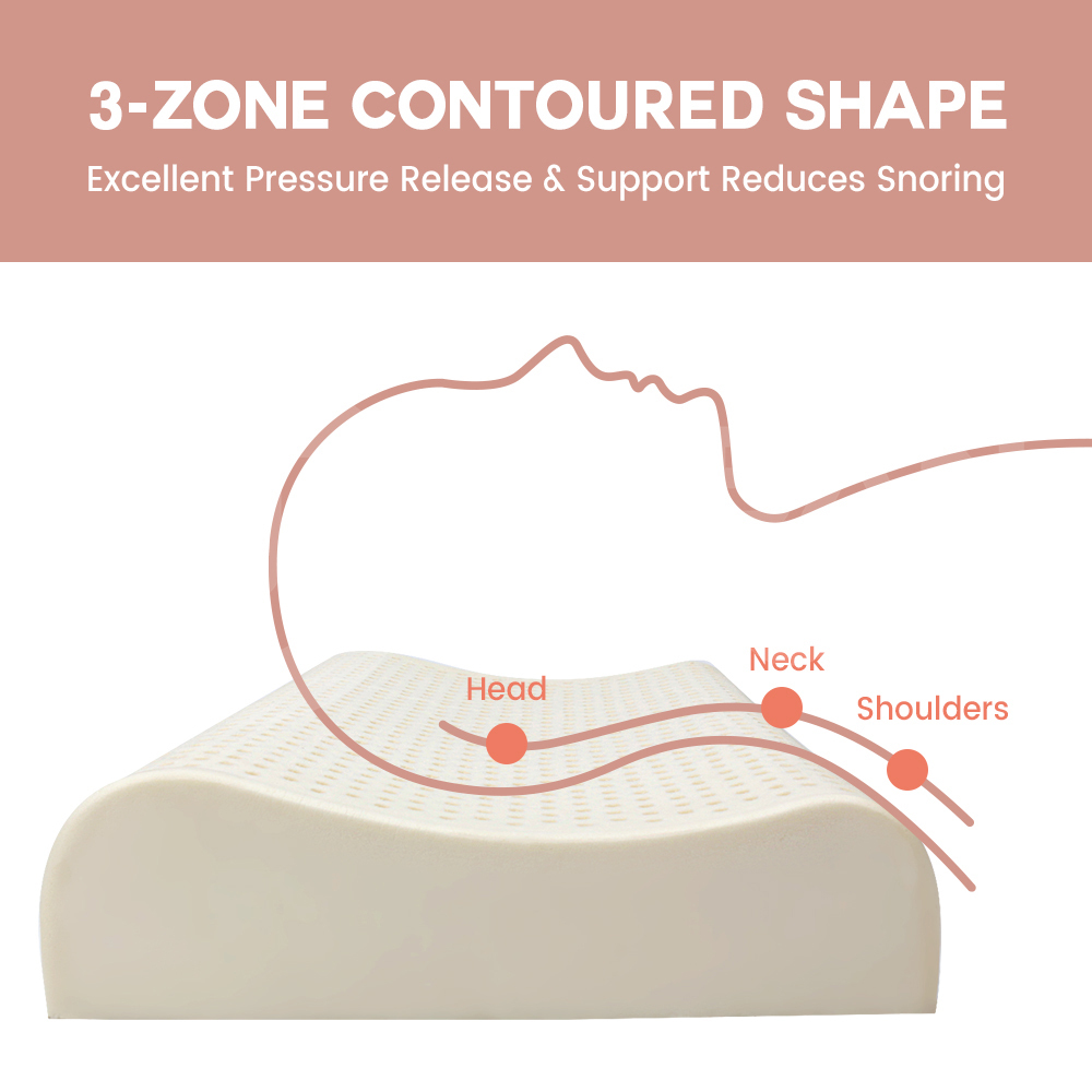 Mona Bedding 2x Natural Latex Pillow w Cover Medium Feel Standard 3 Zone Contour - Picture 36 of 48