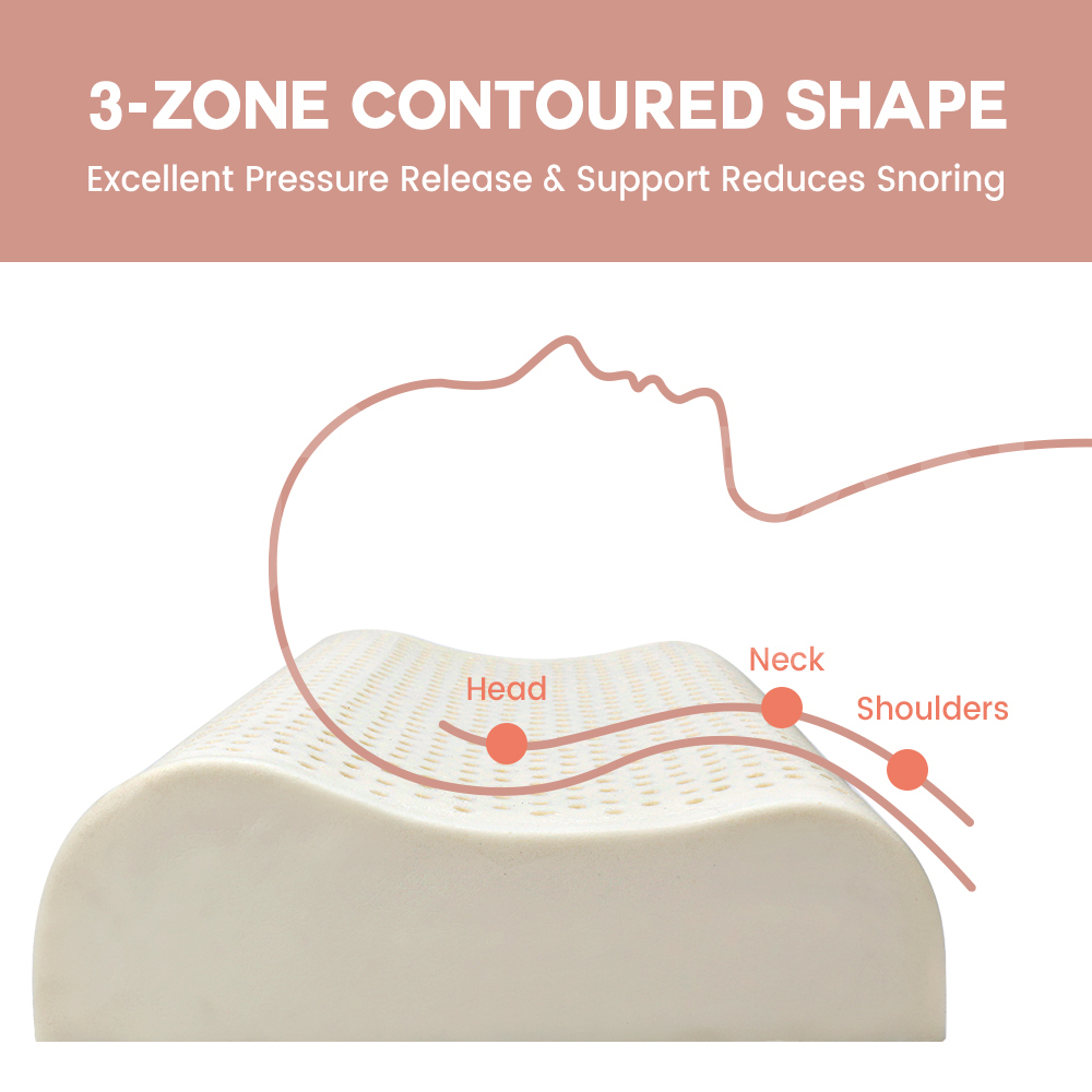 Mona Bedding 2x Natural Latex Pillow w Cover Medium Feel Standard 3 Zone Contour - Picture 47 of 48