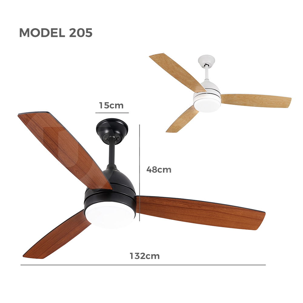 Krear 52" Inch Ceiling Fan Wooden Blades DC Motor Fans Light LED Remote Control - Picture 23 of 312