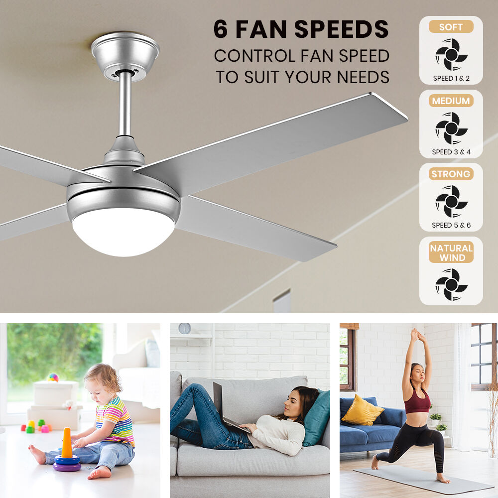 Krear 52'' Ceiling Fan with LED Light Remote Control Fans 4 Wood Blades 1320mm - Picture 33 of 88