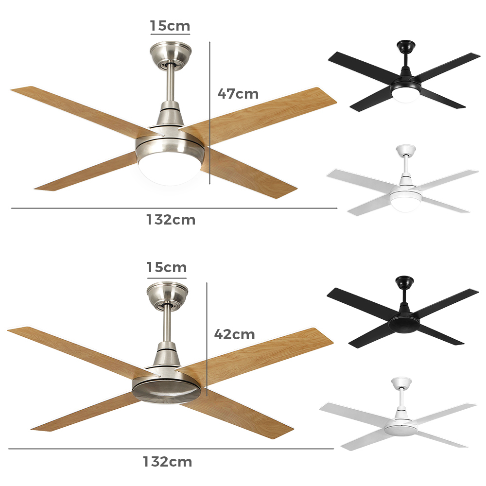 Krear 52'' Ceiling Fan with LED Light Remote Control Fans 4 Wood Blades 1320mm - Picture 66 of 88