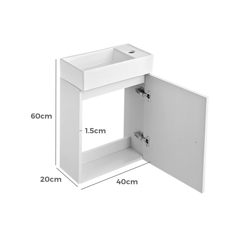 Simplus Bathroom Vanity Unit Sink With Ceramic Basin Cabinet Storage Wall Hung - Picture 50 of 80