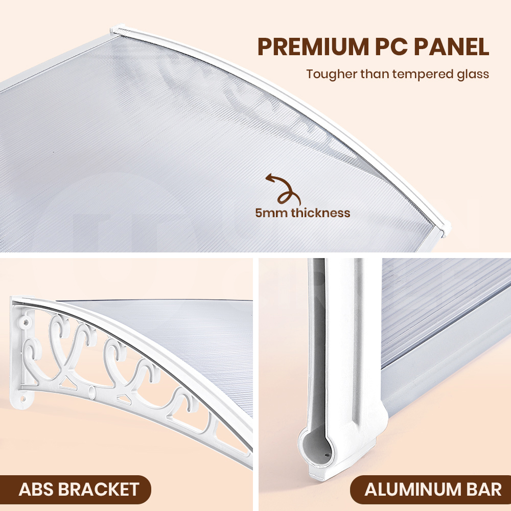 Groverdi Window Door Awning Outdoor Canopy Patio Rain Shield Cover DIY 1M-3M - Picture 156 of 163