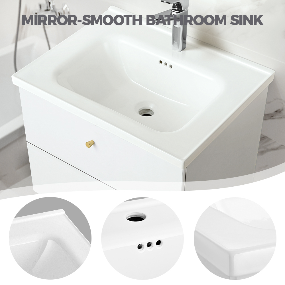 Simplus Bathroom Vanity Unit Sink With Ceramic Basin Cabinet Storage Wall Hung - Picture 13 of 80