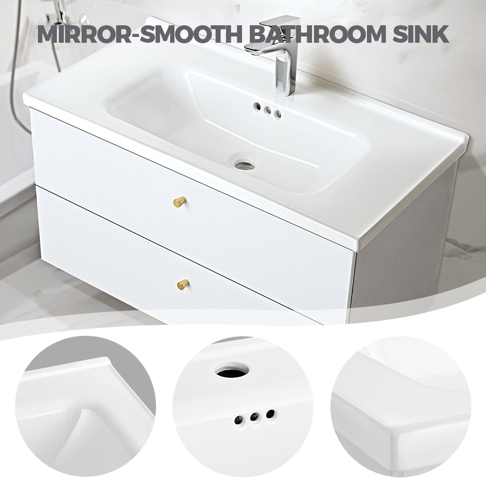 Simplus Bathroom Vanity Unit Sink With Ceramic Basin Cabinet Storage Wall Hung - Picture 33 of 80