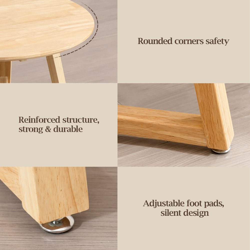 Furb Round Coffee Table Wooden End Table Side Table for Home Living Room 60/80CM - Picture 14 of 55