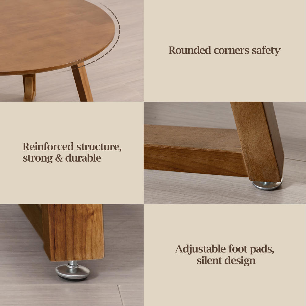 Furb Round Coffee Table Wooden End Table Side Table for Home Living Room 60/80CM - Picture 25 of 55