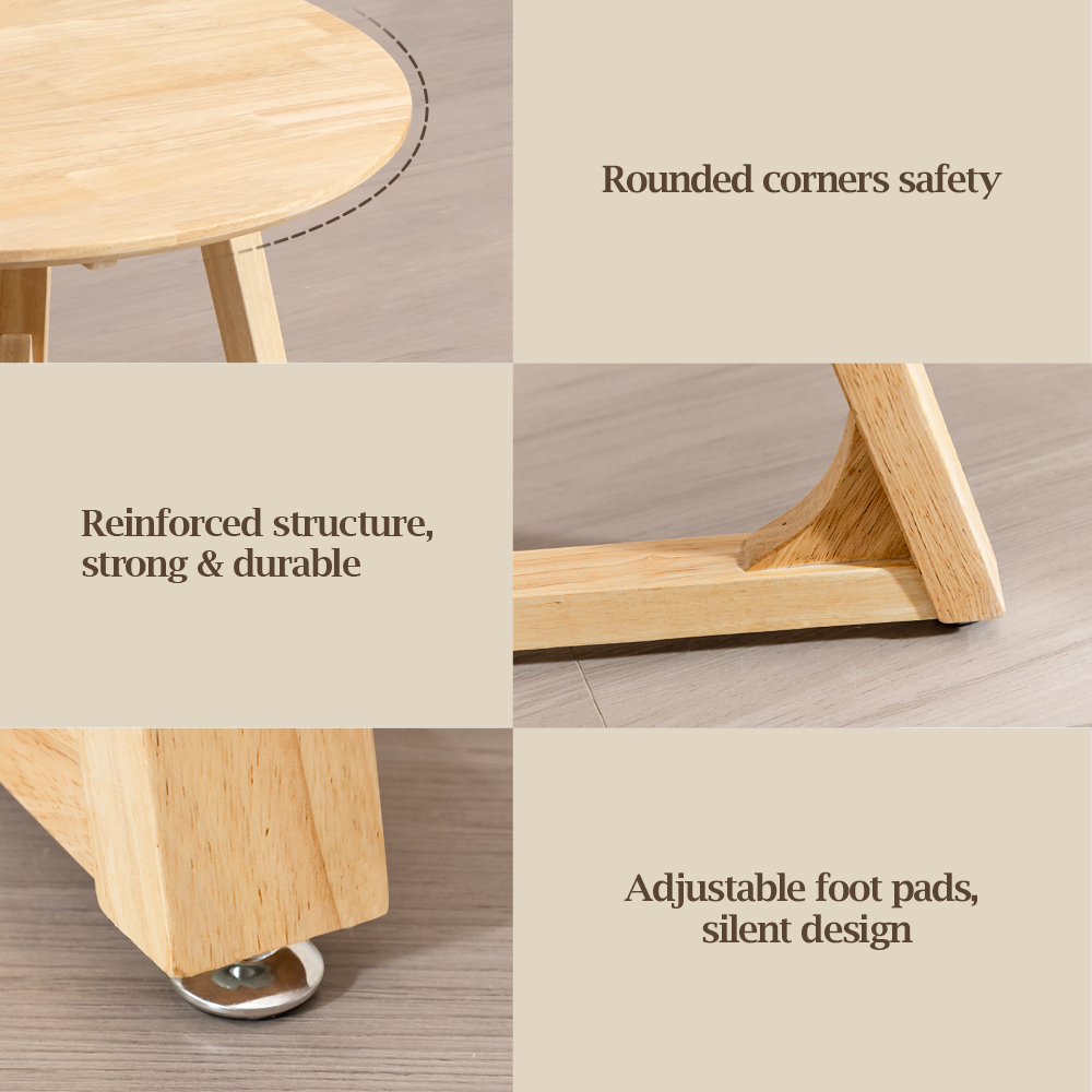 Furb Round Coffee Table Wooden End Table Side Table for Home Living Room 60/80CM - Picture 36 of 55