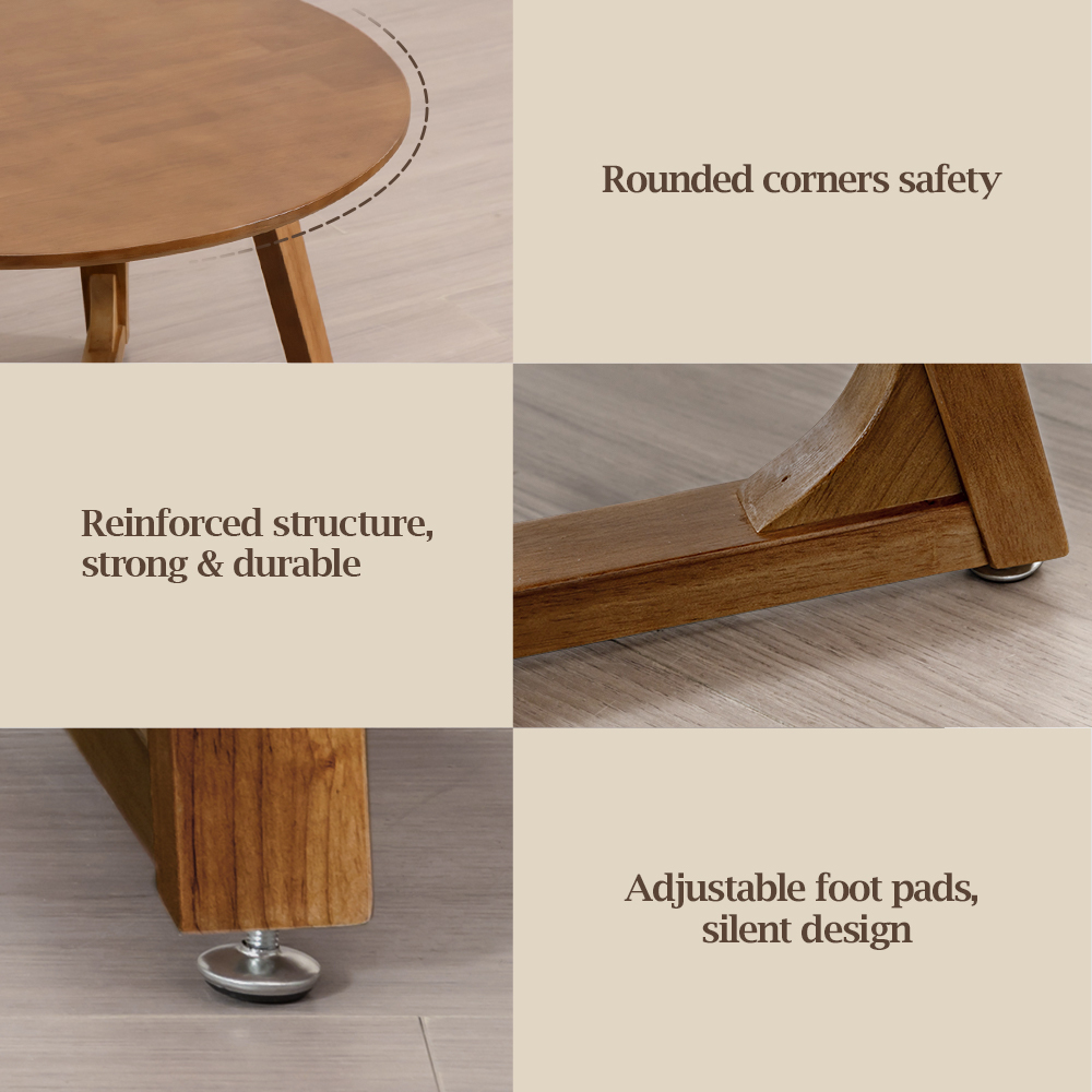 Furb Round Coffee Table Wooden End Table Side Table for Home Living Room 60/80CM - Picture 47 of 55