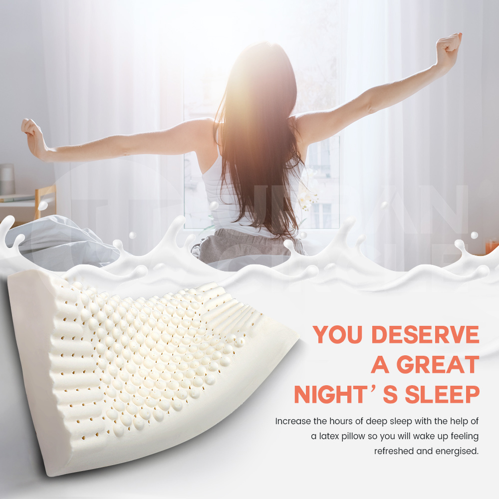 Mona Bedding 2x Natural Latex Pillow w Cover Medium Feel Standard 3 Zone Contour - Picture 8 of 48