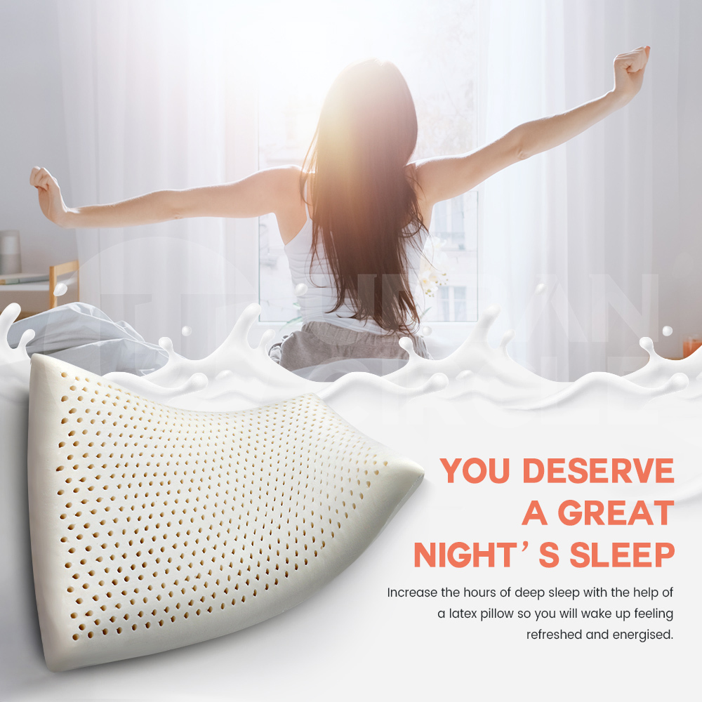 Mona Bedding 2x Natural Latex Pillow w Cover Medium Feel Standard 3 Zone Contour - Picture 19 of 48