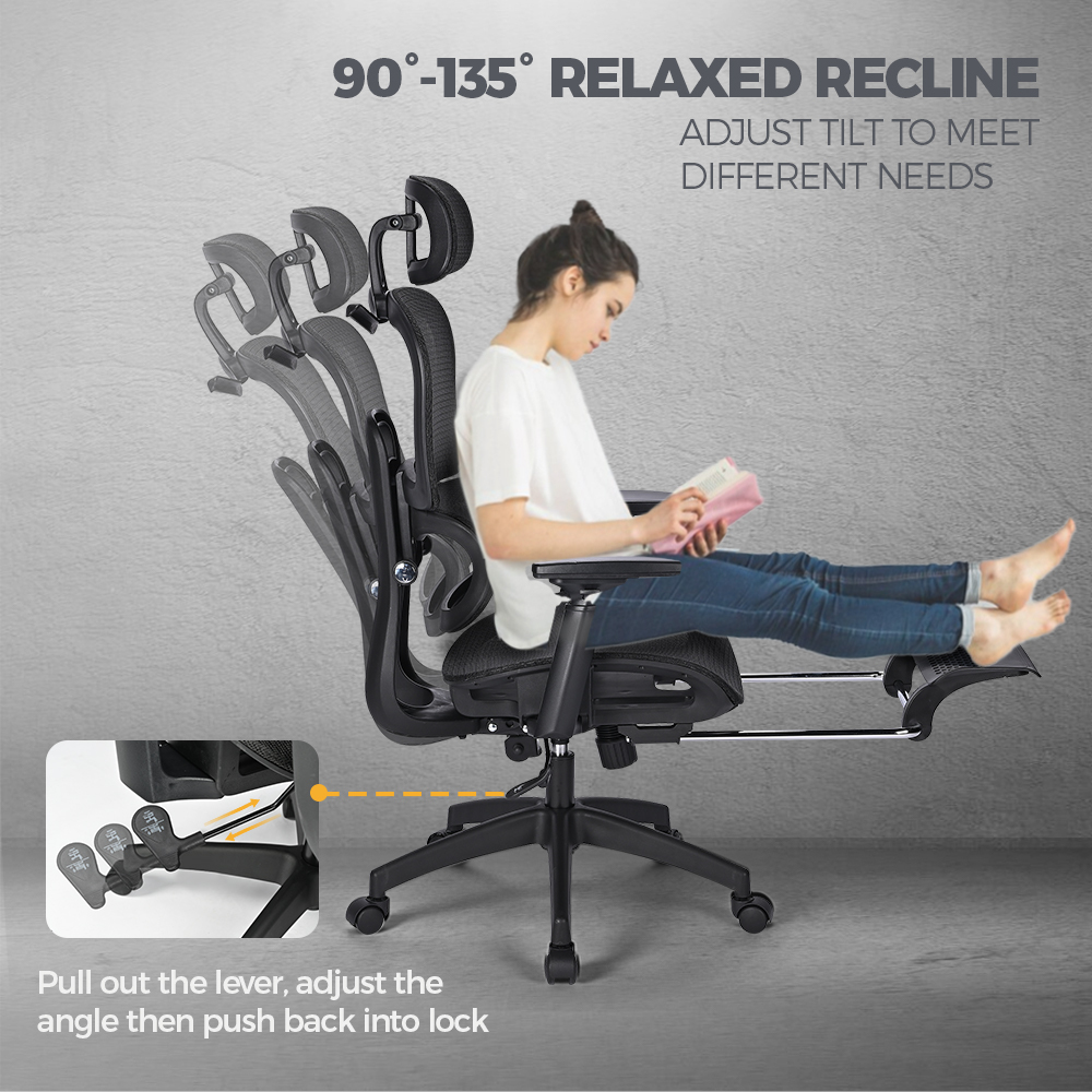Furb Ergonomic Office Chair w/ Breathable Mesh High Back Computer Chair - Picture 12 of 39