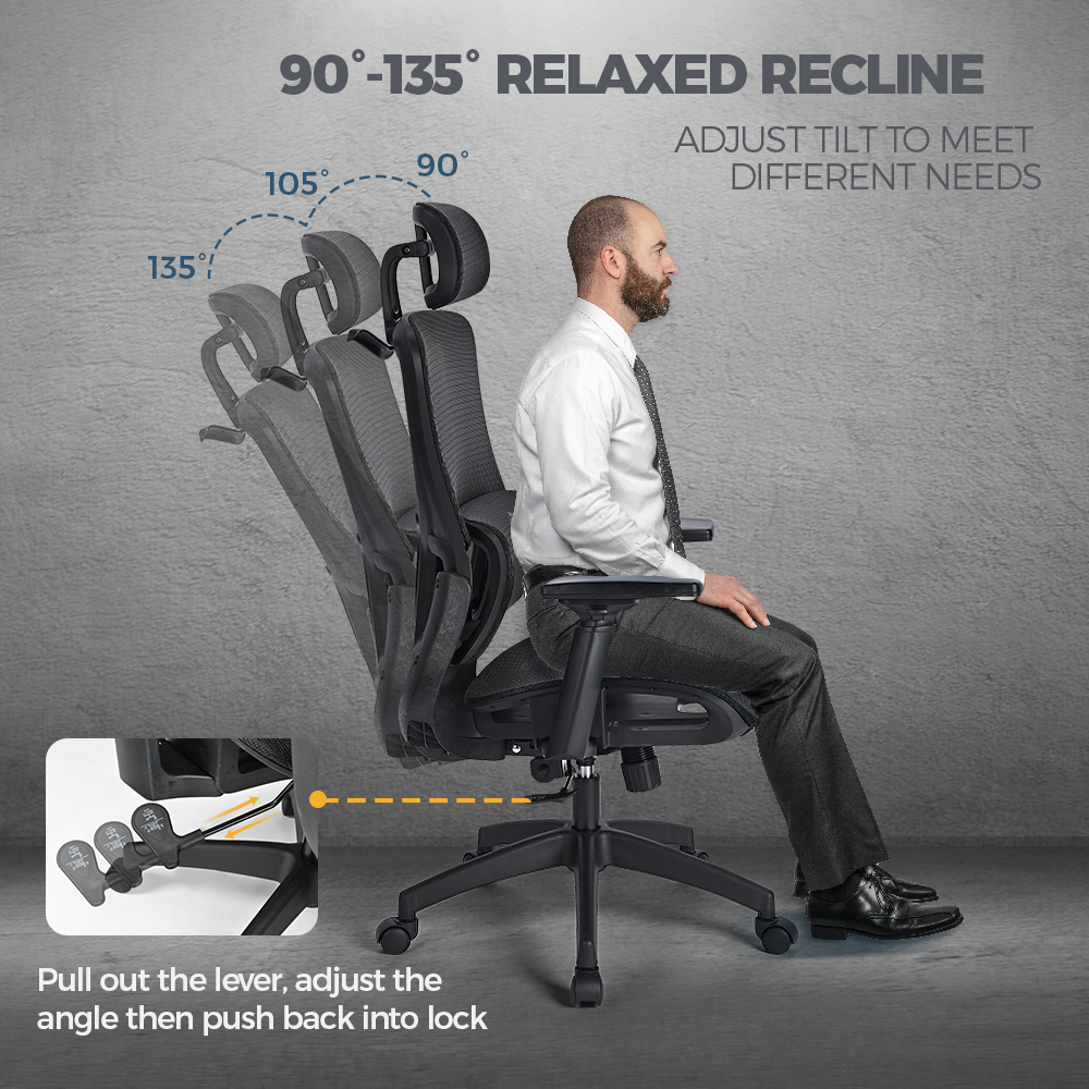 Furb Ergonomic Office Chair Mesh Computer Desk Chair Tilt Mesh Seat - Picture 15 of 36