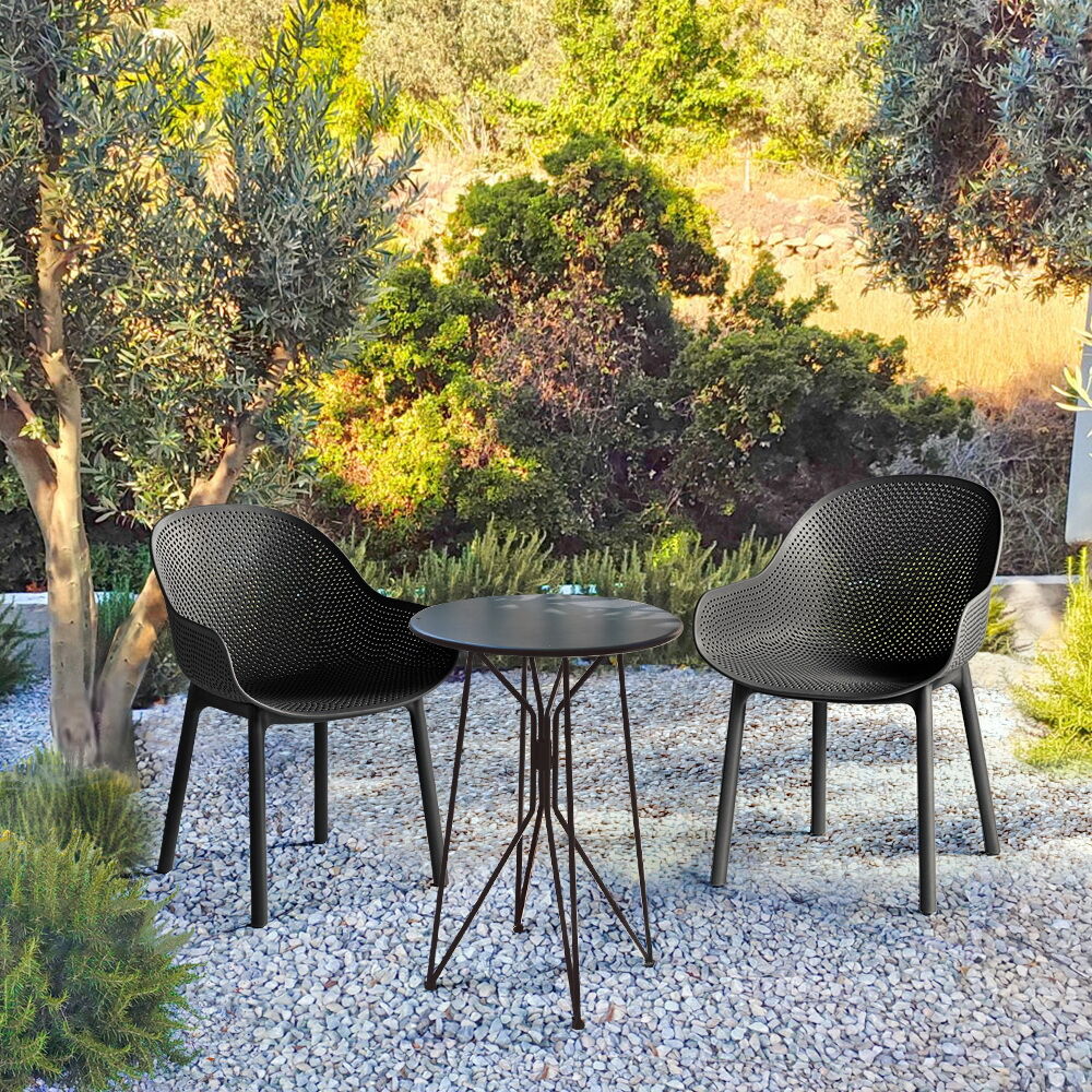 Furb 2PC Outdoor Dining Chair Lounge Chair Patio Furniture Garden Black/Camel - Picture 33 of 50