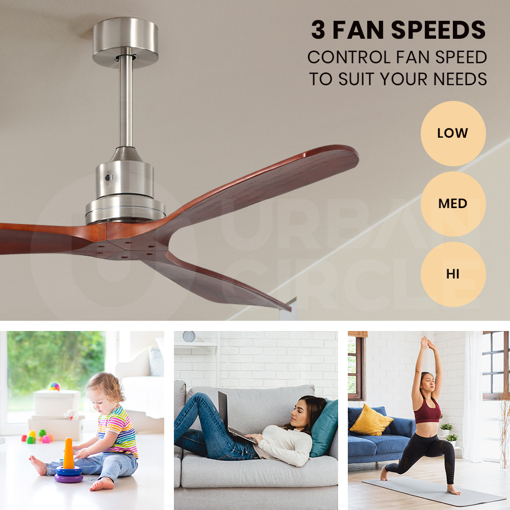 Krear 52" Inch Ceiling Fan Wooden Blades DC Motor Fans Light LED Remote Control - Picture 15 of 312